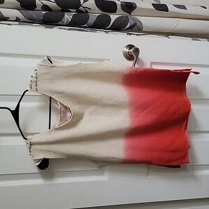 Romeo & Juliet Couture Cream/Pink Ombre Rough Hem Tank w/ Spiked Shoulders
